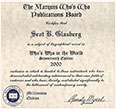 The Marquis Who's Who Publications Board 2000 Certificate