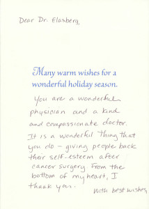 Hand written patient testimonial